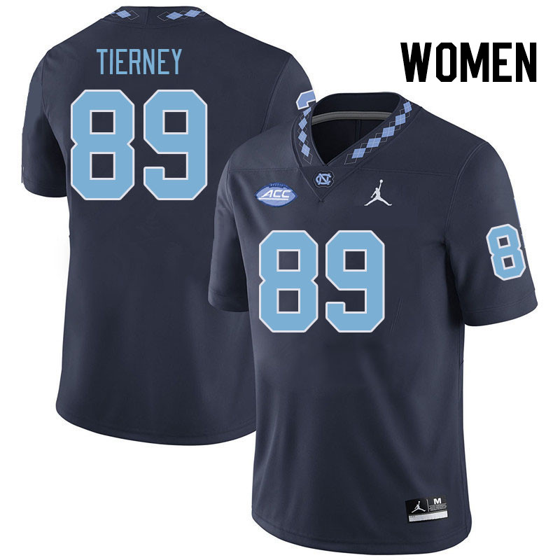 Women #89 Cal Tierney North Carolina Tar Heels College Football Jerseys Stitched Sale-Navy